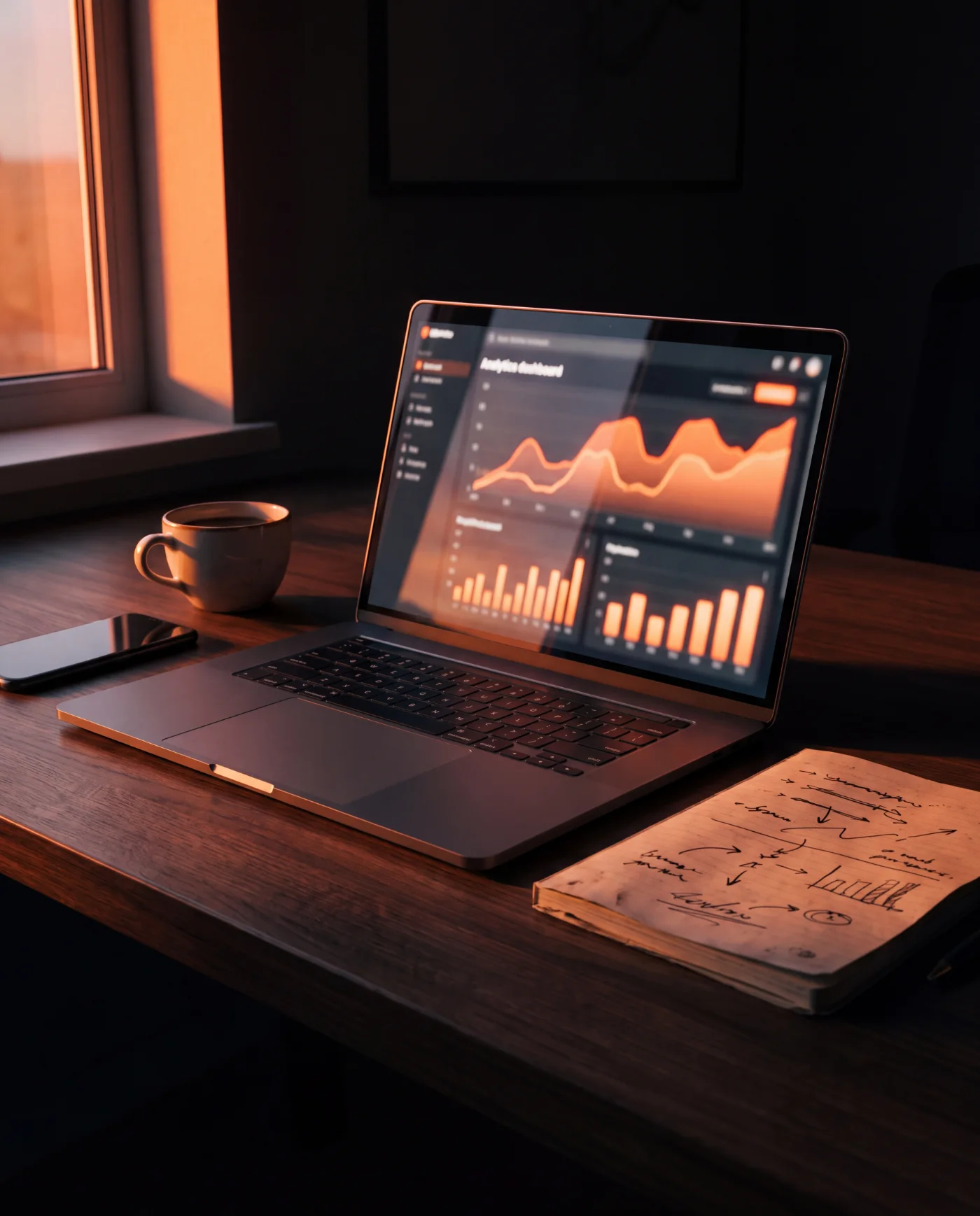 Tableau de bord d'acquisition sur un ordinateur portable