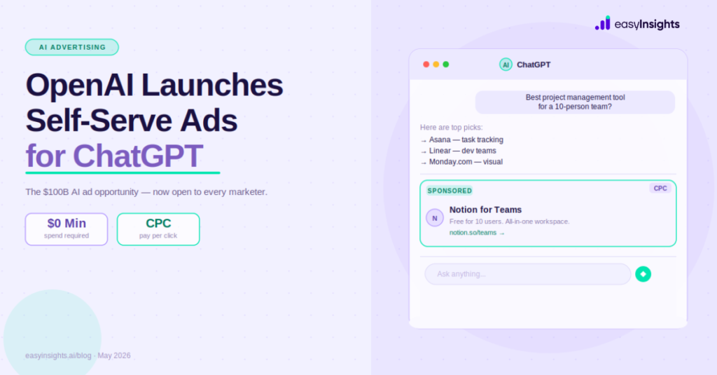 Responsable marketing analysant une campagne de publicités ChatGPT pour les marques sur un écran en agence digitale