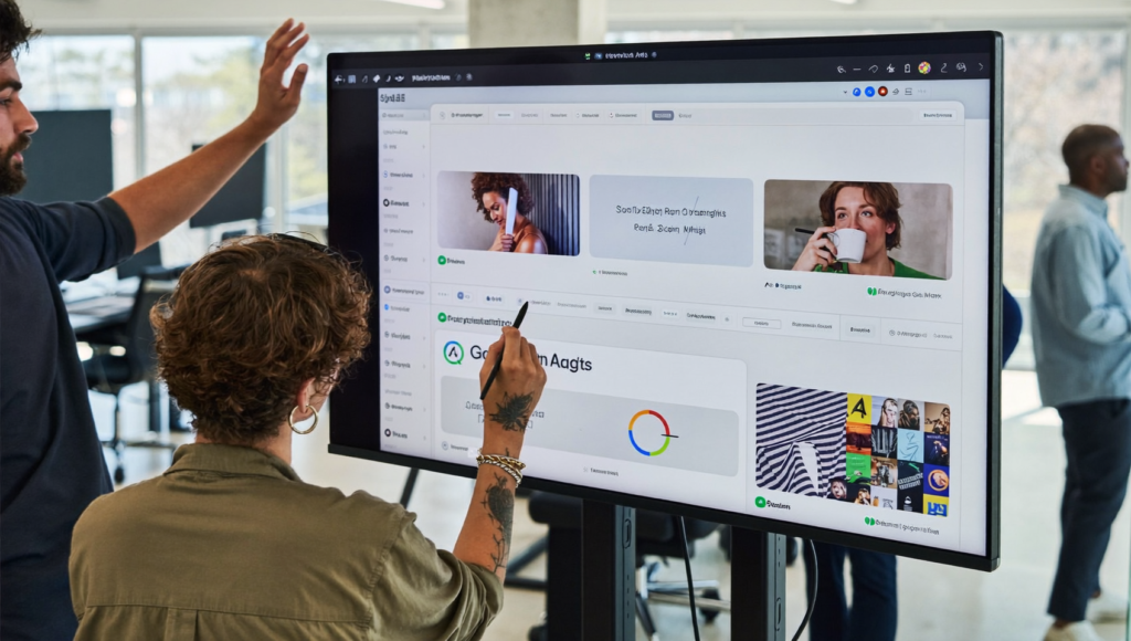 Équipe d'agence pilotant une migration Display vers Demand Gen sur un tableau de bord Google Ads