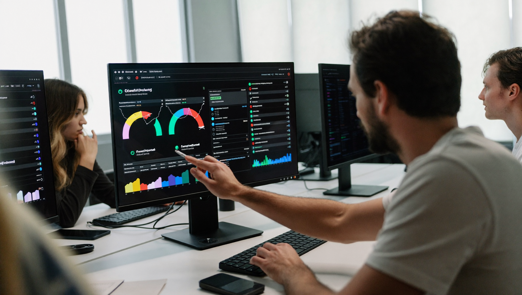 Équipe marketing analysant le query fan-out sur un écran de données de recherche