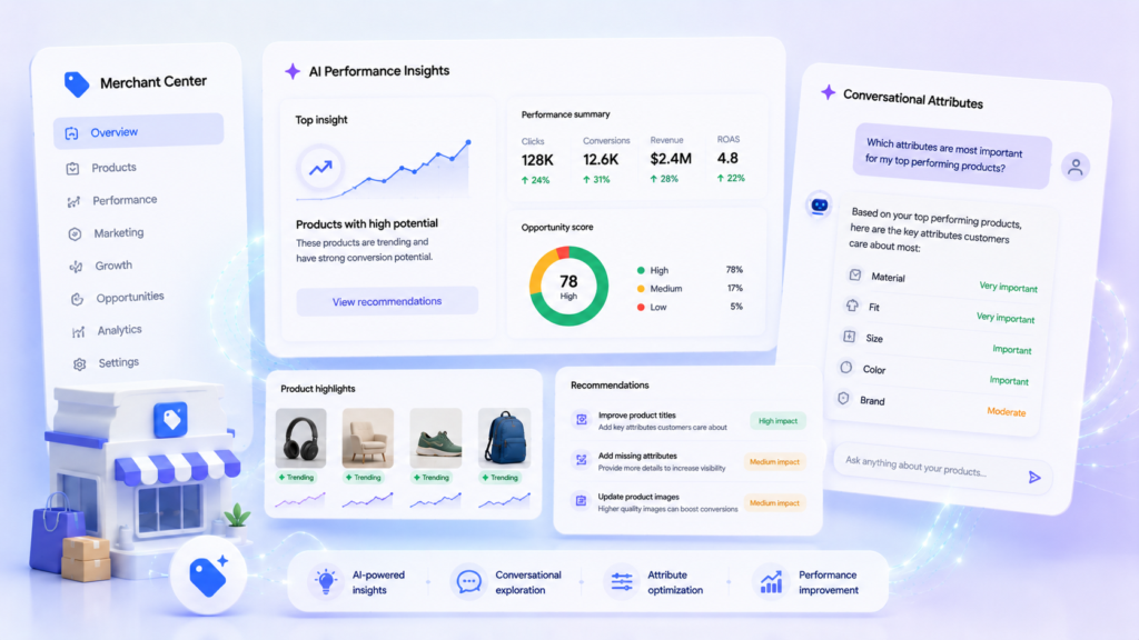 Équipe marketing analysant la part de voix IA d'une marque sur un tableau de bord e-commerce