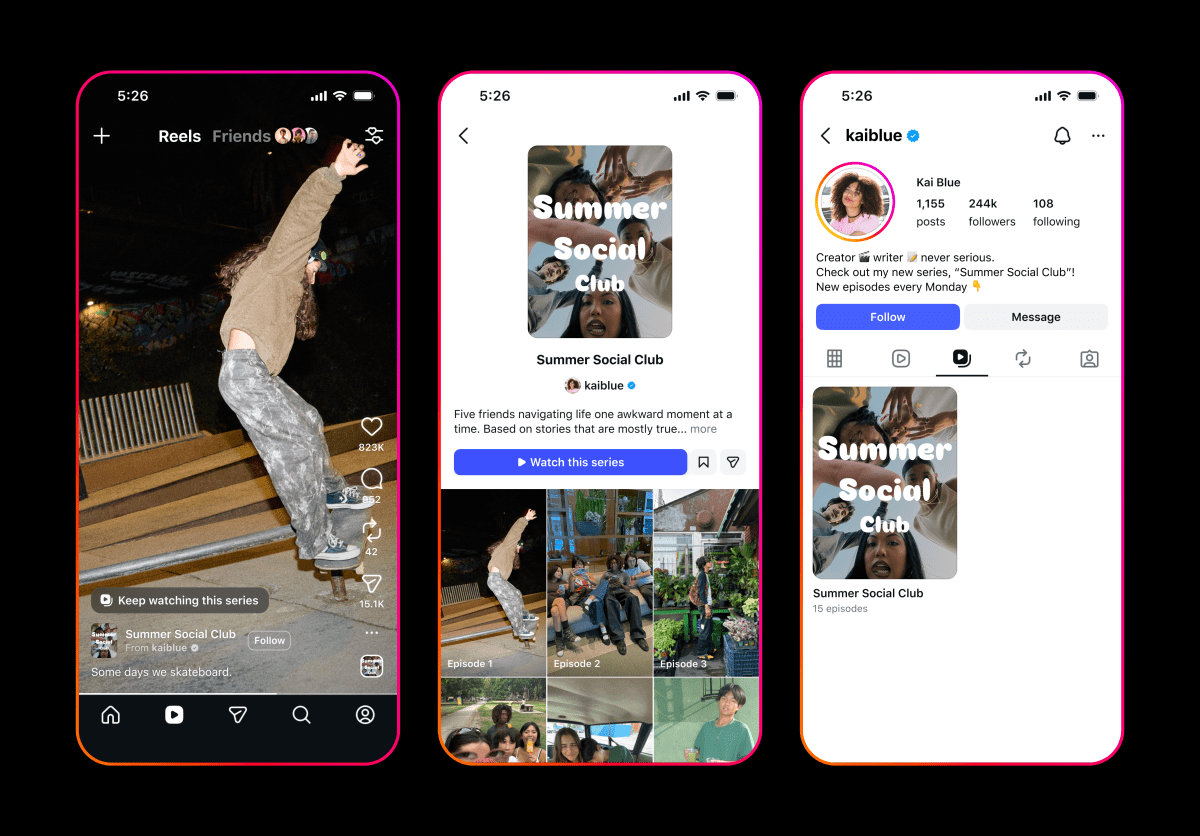 Équipe créative tournant une série de Reels pour Instagram Series reels en studio