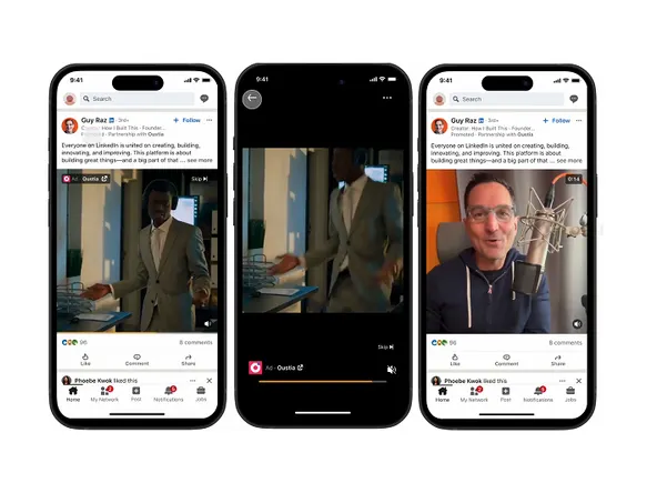 Équipe créative tournant une vidéo verticale pour une campagne LinkedIn BrandLink en studio
