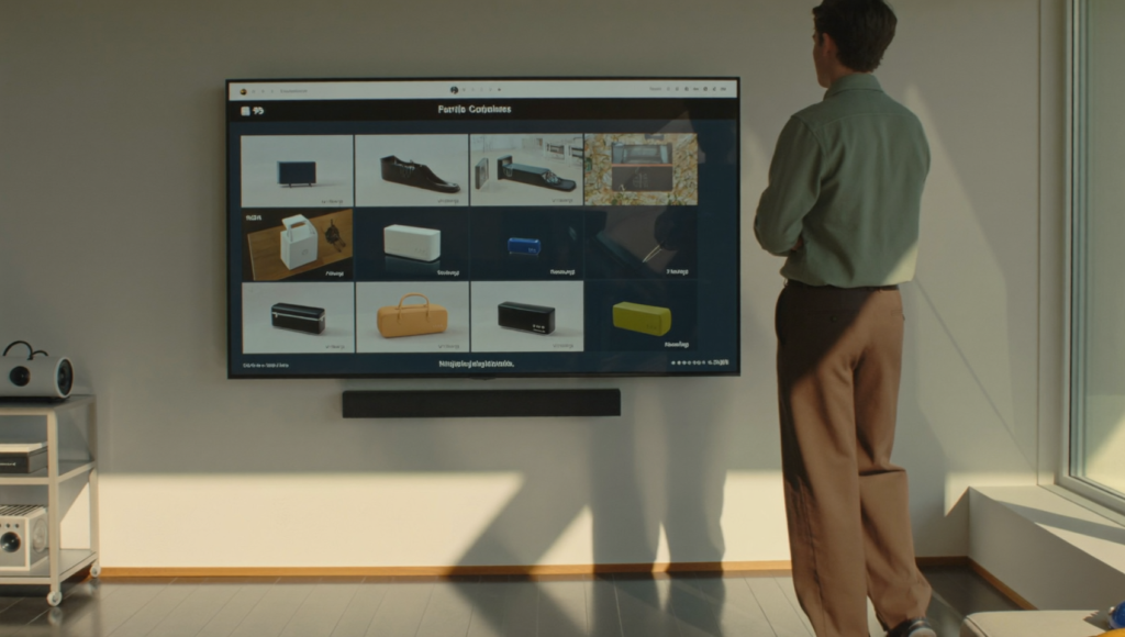Un internaute compare des produits avec Ask YouTube Shopping sur sa télévision