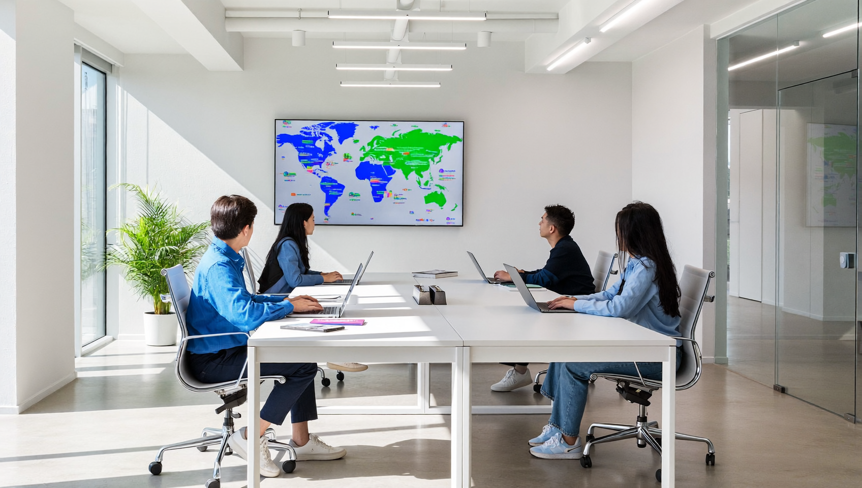 Équipe marketing travaillant sur la localisation campagnes Google Ads pour l'export international